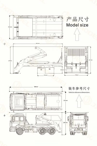 Mercedes-Benz Arocs 6x4 Bauschuttcontainer LKW 1:14 KIT